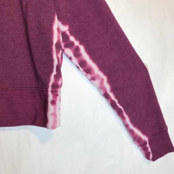 CROPPED WINE HOODIE PULLOVER TUE DYE SEAMS SIZE M - Picture 3 of 5